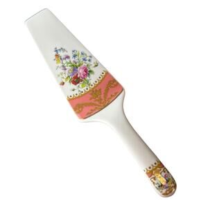 Romantic Cottagecore Bridgerton VTG Floral Porcelain Cake Pie Server 10" Japan